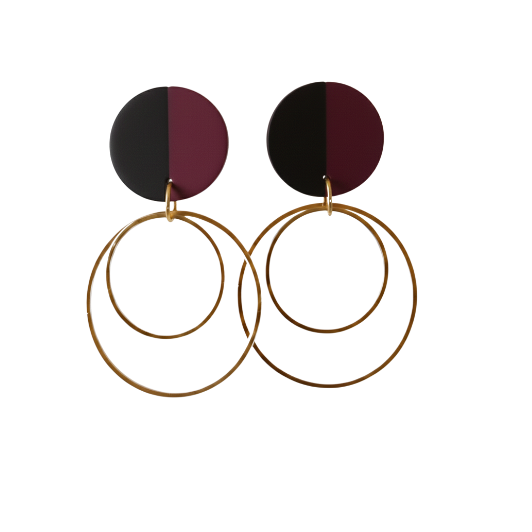 Willa | Gold Circle Color Block Stud Earrings
