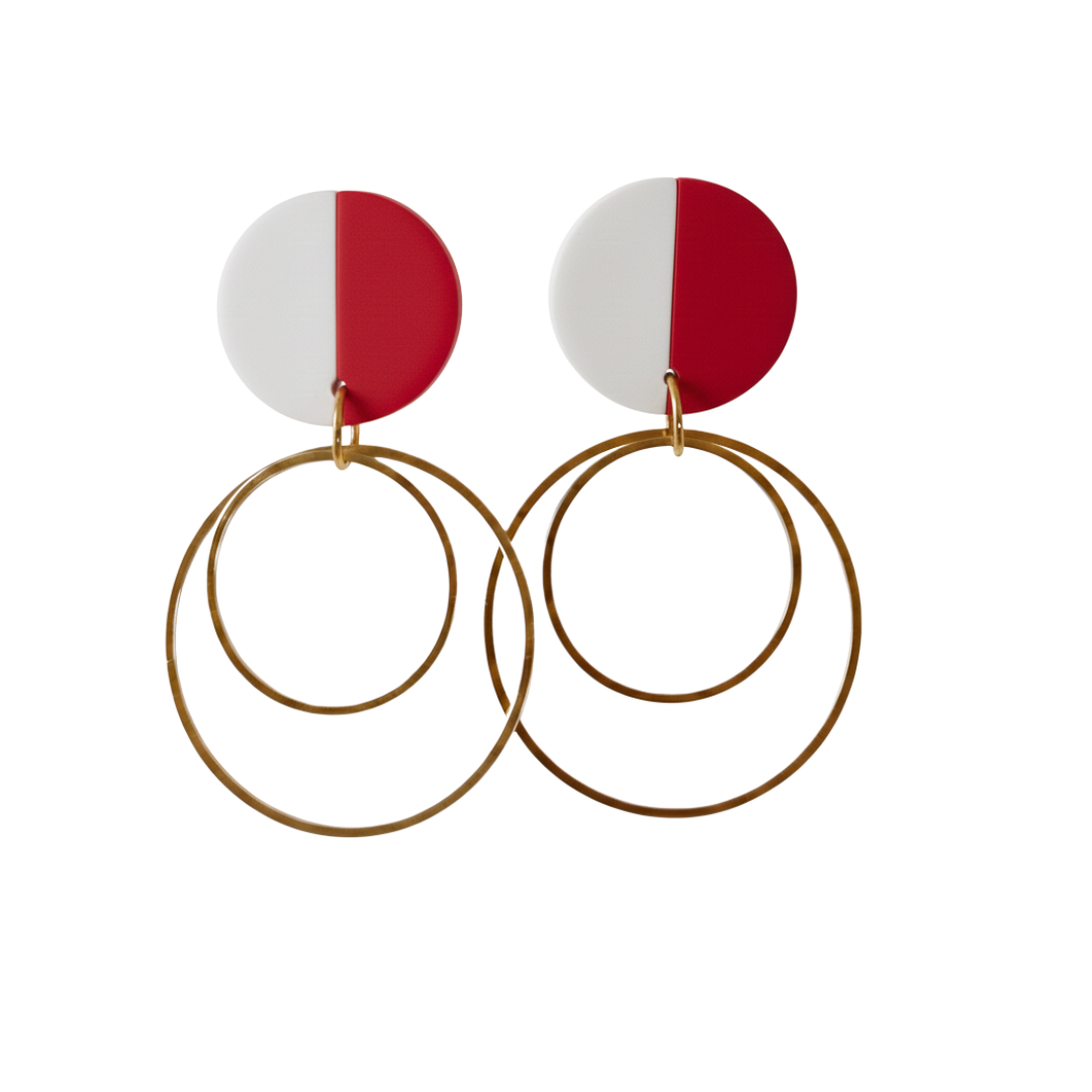 Willa | Gold Circle Color Block Stud Earrings
