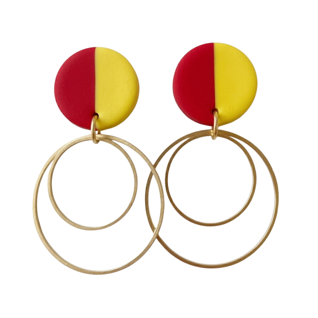Willa | Gold Circle Color Block Stud Earrings