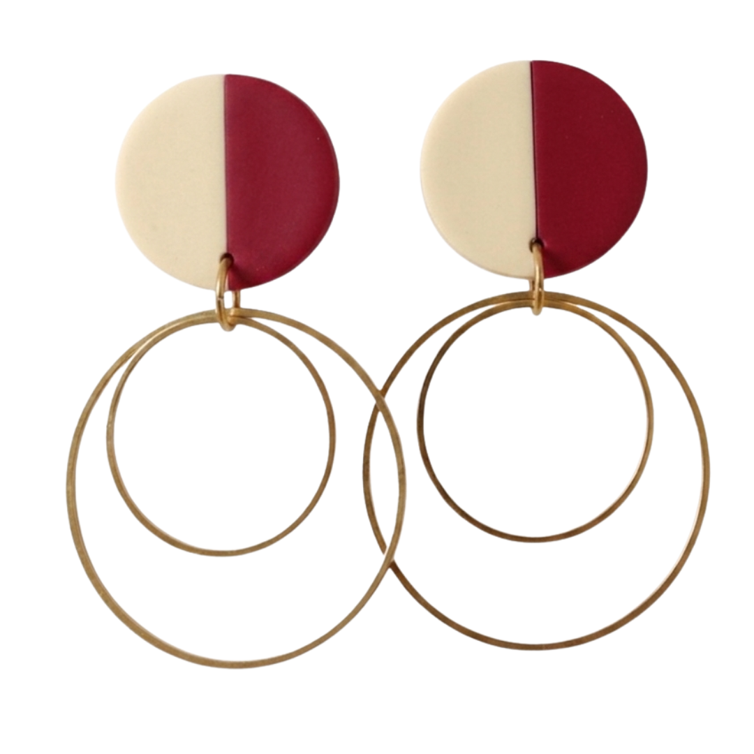 Willa | Gold Circle Color Block Stud Earrings