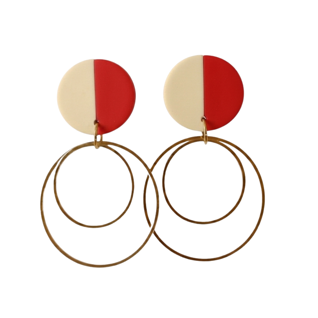 Willa | Gold Circle Color Block Stud Earrings