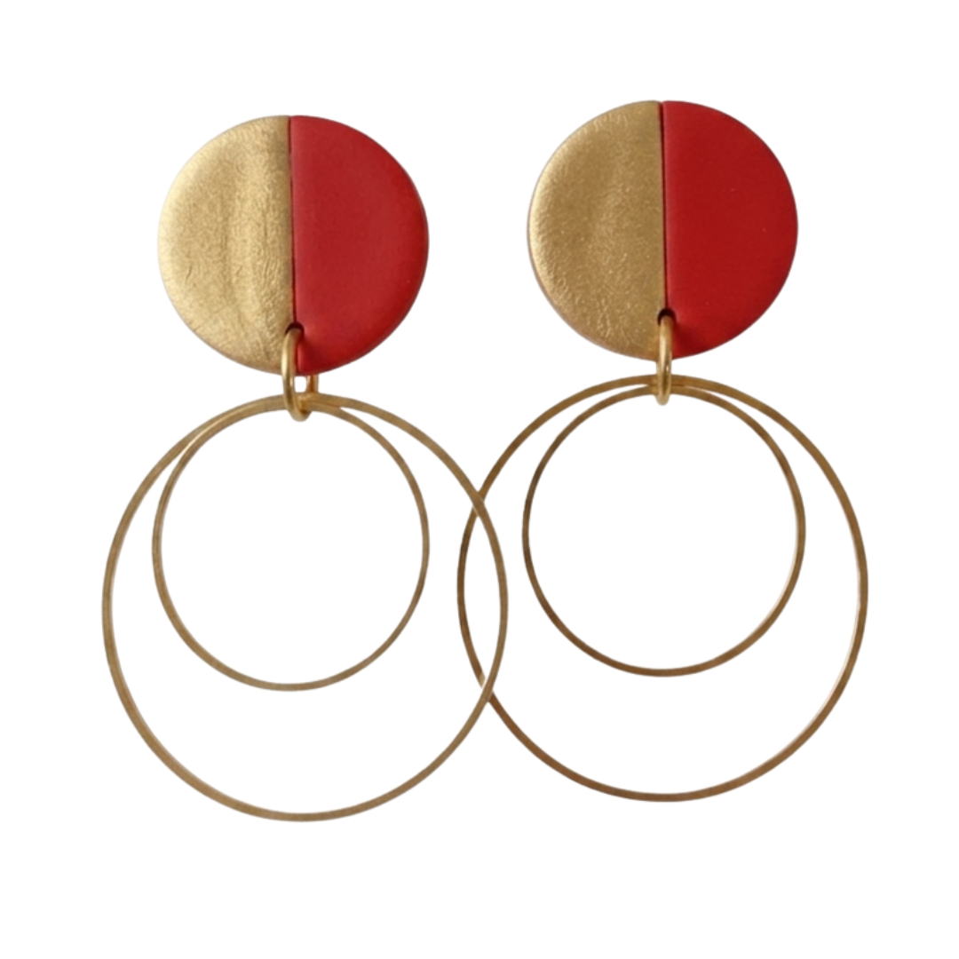 Willa | Gold Circle Color Block Stud Earrings