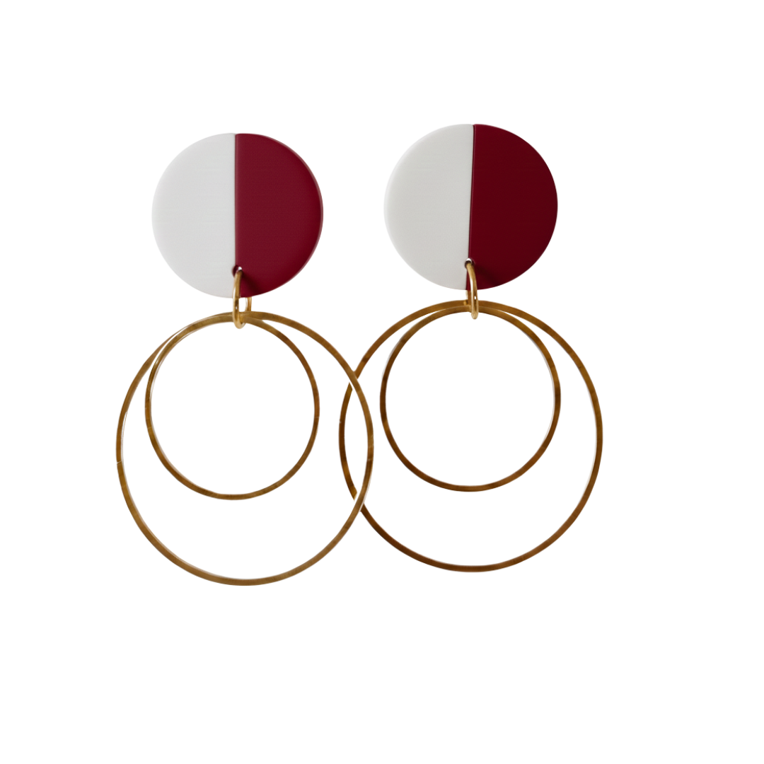 Willa | Gold Circle Color Block Stud Earrings