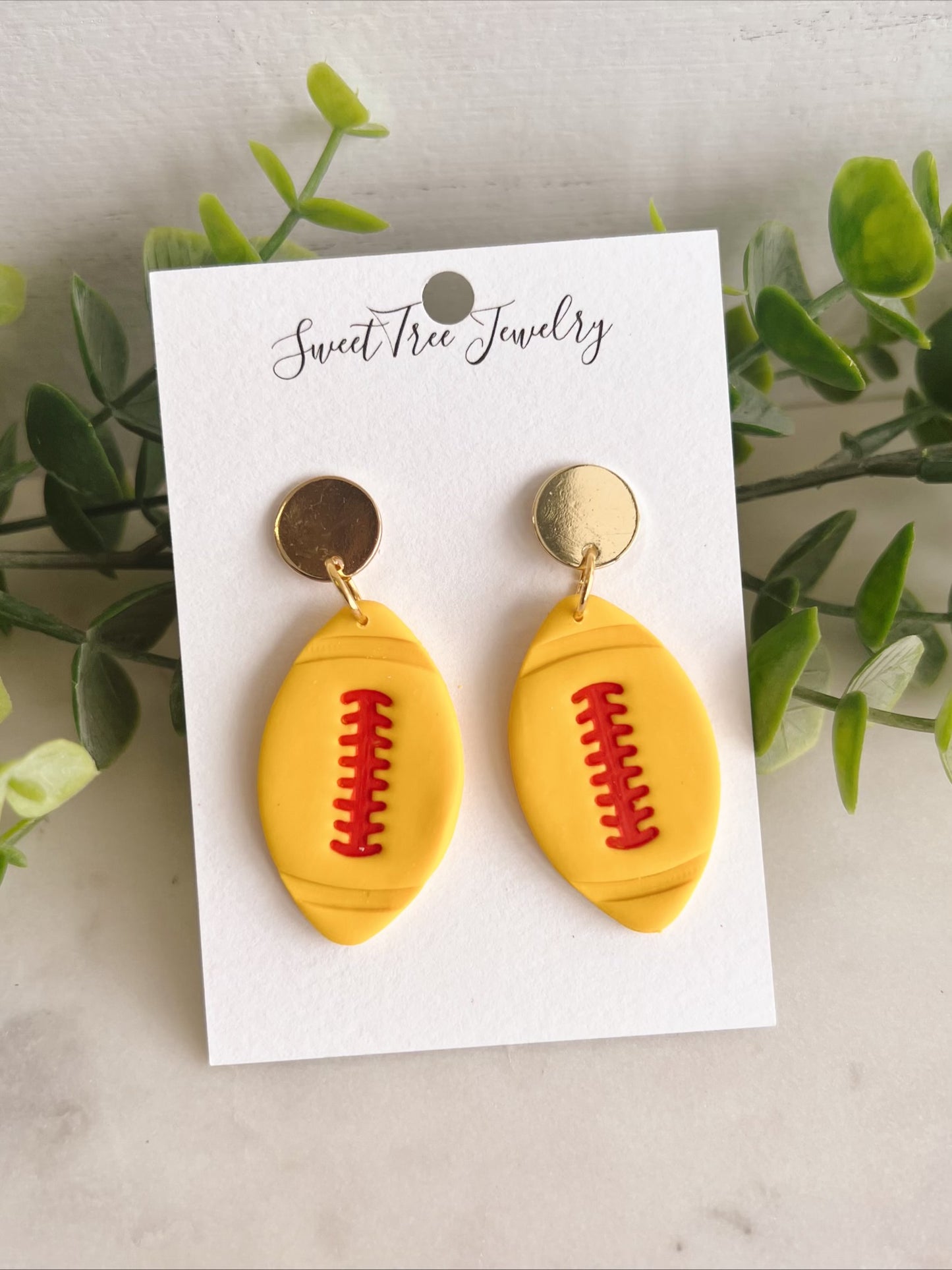 Red and Yellow Football Earring